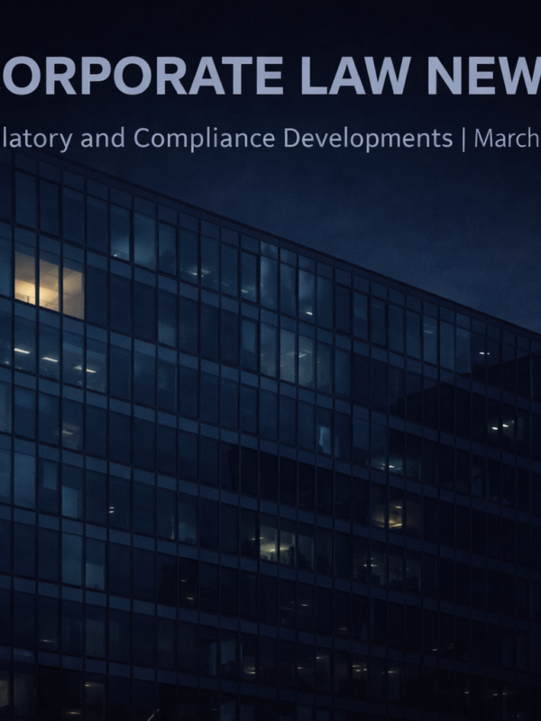 Regulatory and Compliance Developments | March 2026 Corporate Law News